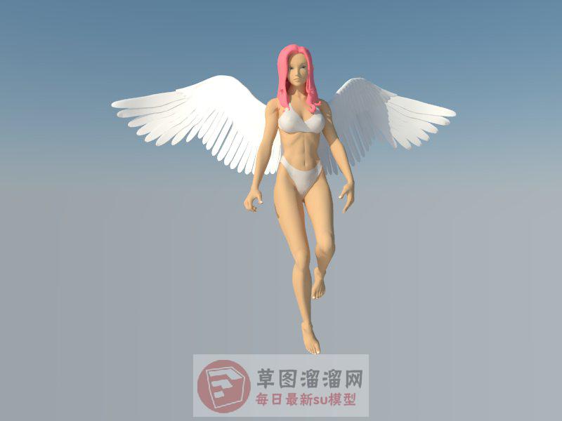 女人天使翅膀SU模型