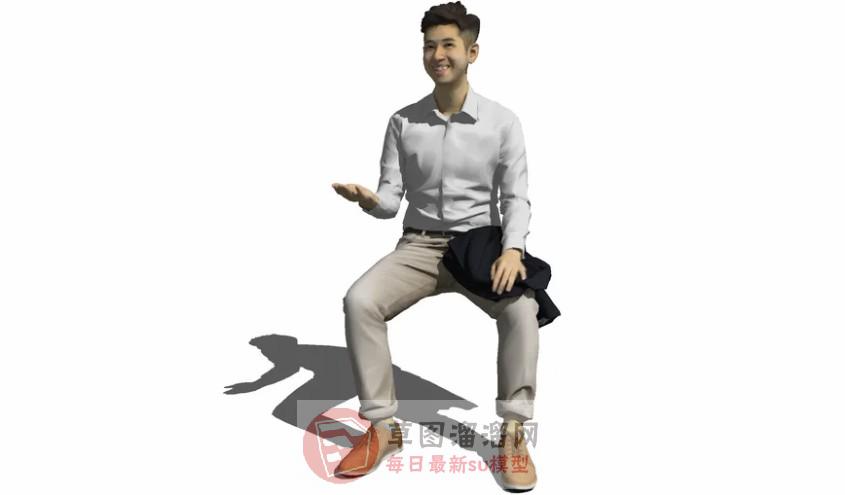 坐姿商务男人SU模型