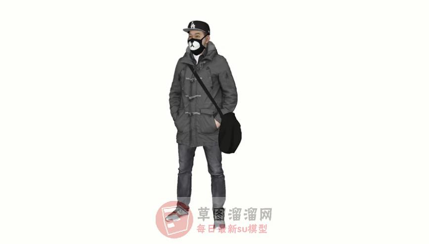 带口罩男人SU模型