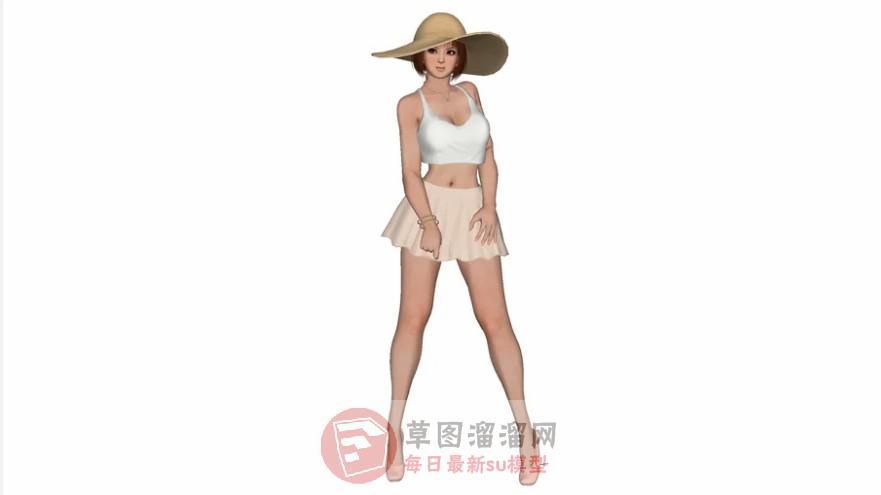 帽子女人SU模型