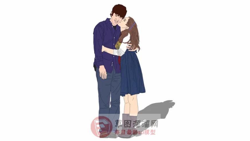 2D情侣男女SU模型