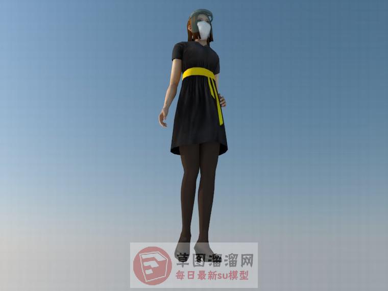 口罩丝袜制服SU模型