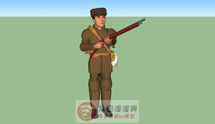 朝鲜士兵人物SU模型