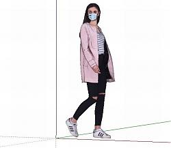 戴口罩女人人物SU模型
