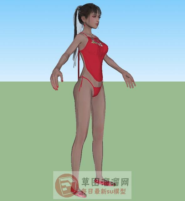 中国娃女人肚兜SU模型