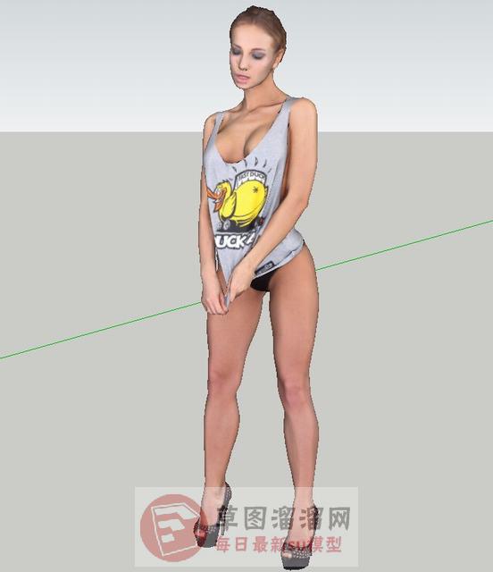 女人妇女人物SU模型