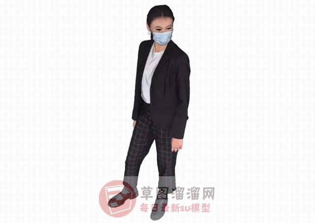 口罩女人SU模型