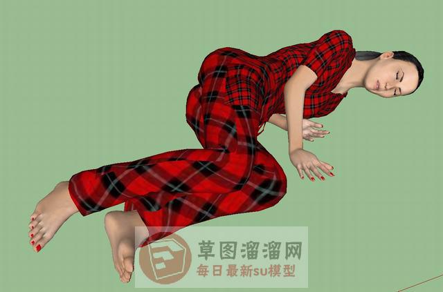 睡着女人人物SU模型