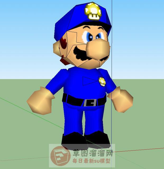 警察马里奥卡通SU模型