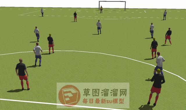 足球场足球队员SU模型