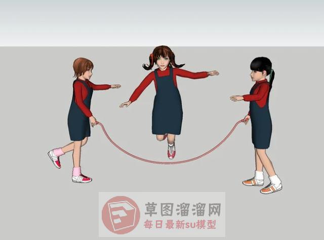 玩跳绳儿童SU模型