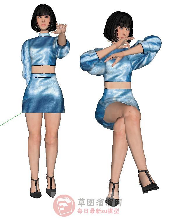 站姿坐姿美女SU模型