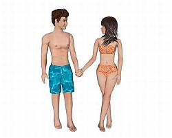 卡通男女情侣SU模型