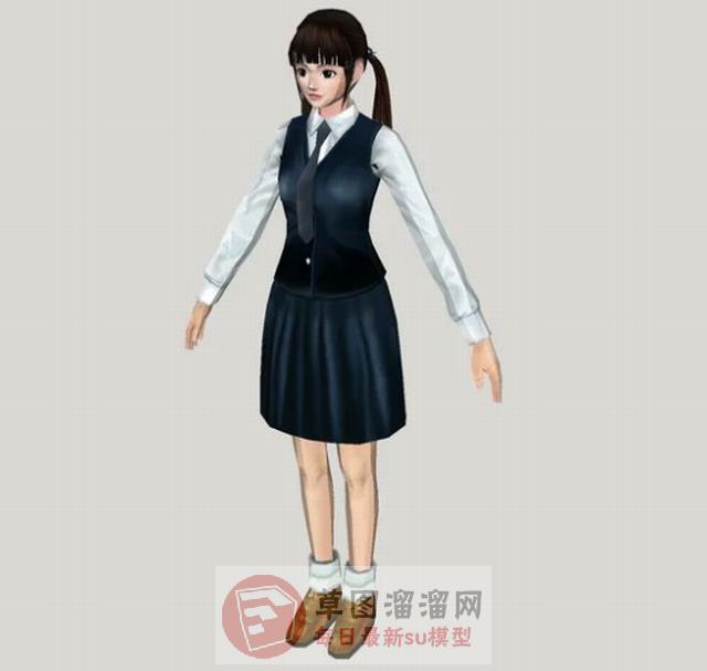 卡通女生女人SU模型