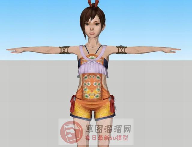 游戏人物女人SU模型