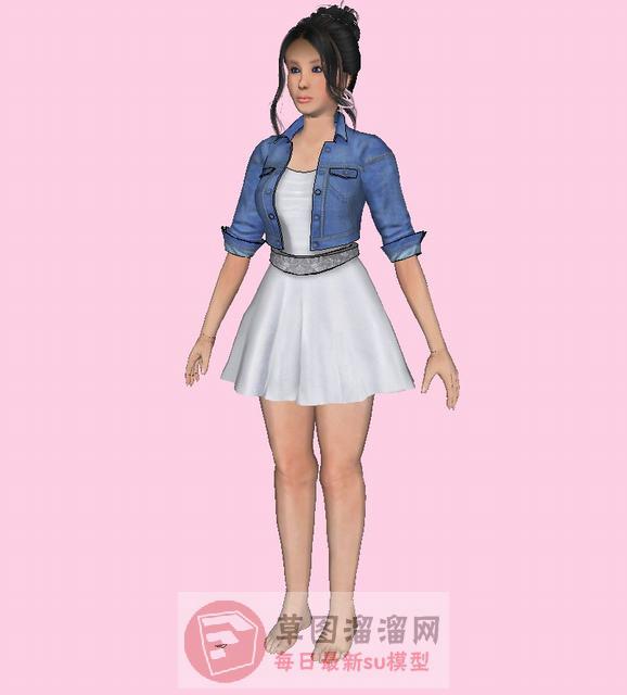 短裙女人人物SU模型