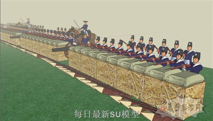 战场士兵人物SU模型
