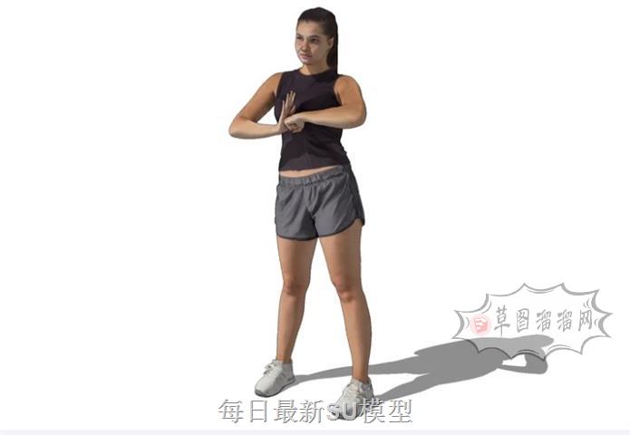 擦拳磨掌女人人物SU模型