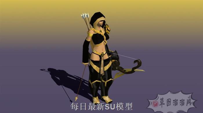 游戏弓箭人物SU模型