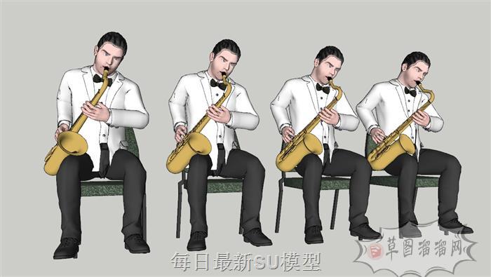 音乐演奏家乐器SU模型