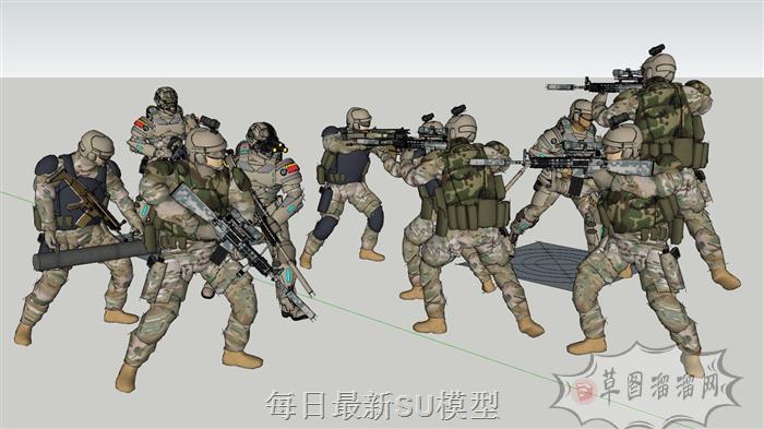 士兵战士军人SU模型