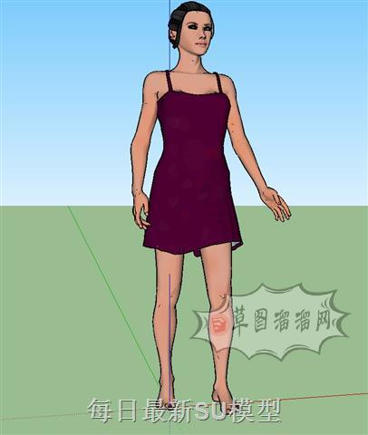 吊带裙女人美女SU模型