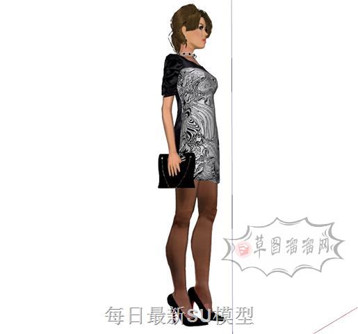 美女商务人物SU模型