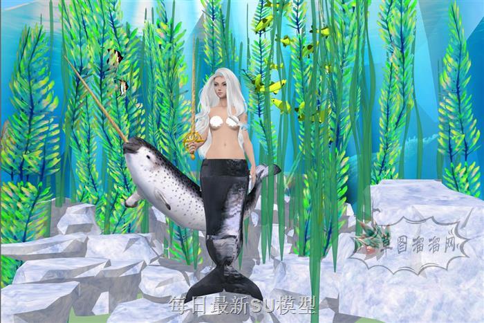 美人鱼海豚卡通SU模型