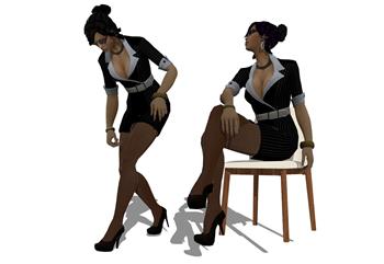 坐姿美女人物SU模型