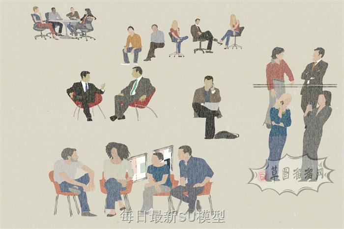 2D剪影人物SU模型