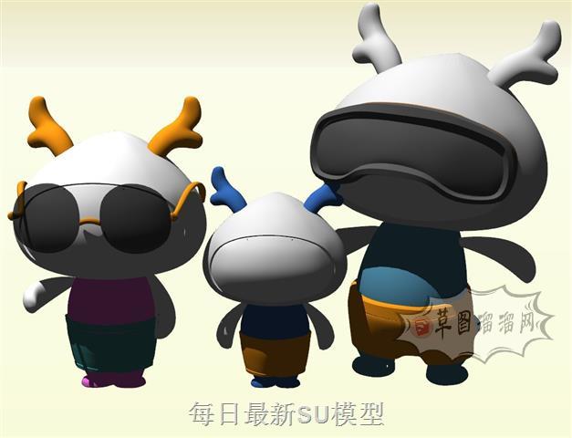 卡通人物一家人SU模型