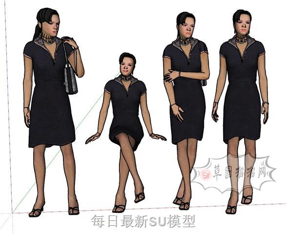商务女人美女SU模型