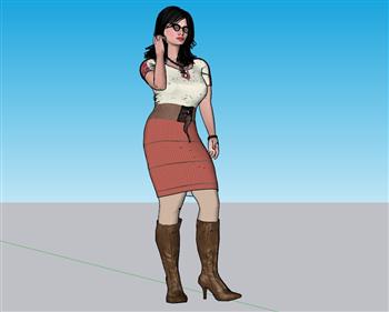长靴美女SU模型