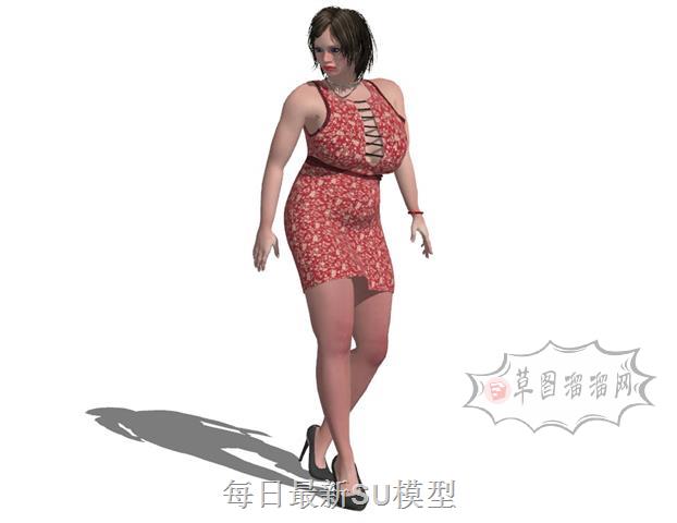 妇人女人人物SU模型