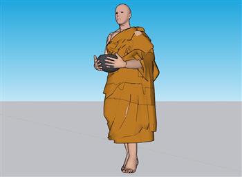 化缘和尚人物SU模型