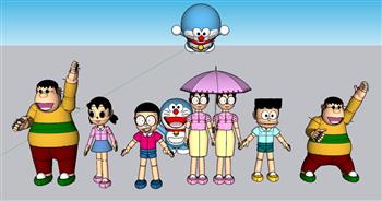 哆啦A梦源静香大雄SU模型