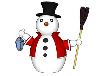雪人雪球卡通SU模型