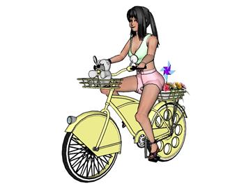 骑车美女人物SU模型