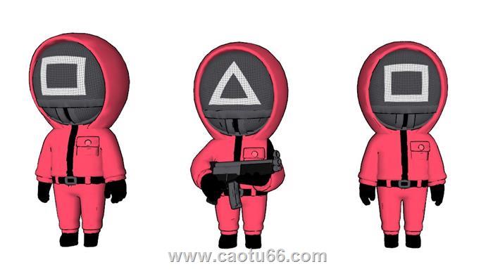 鱿鱼游戏士兵人物SU模型