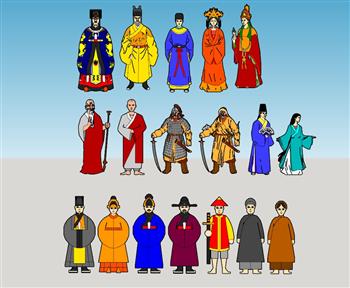 2D古代人物SU模型