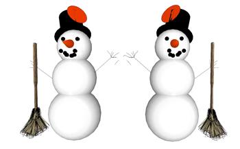扫把雪人SU模型