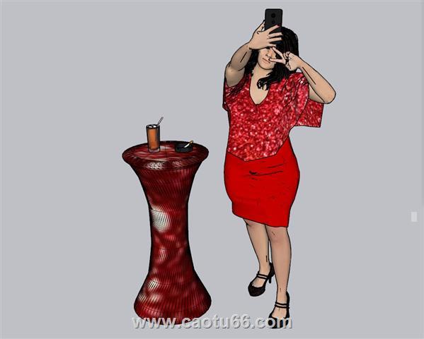 自拍美女人物SU模型