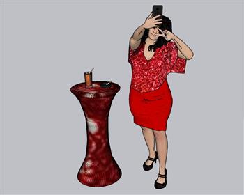 自拍美女人物SU模型