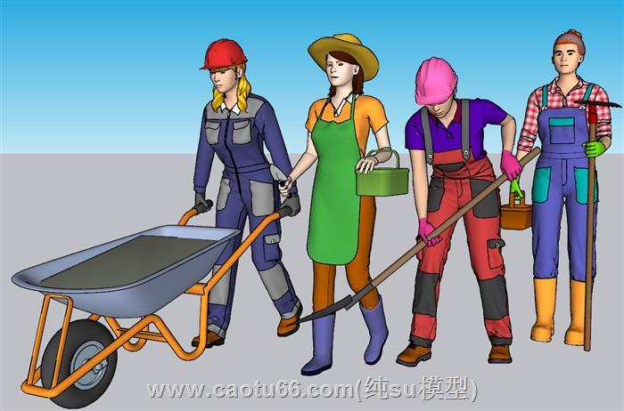 三八妇女节劳动女人SU模型