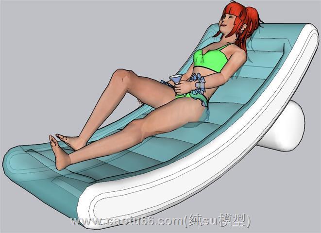 躺椅美女沐浴SU模型