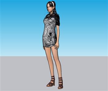 美女人物SU模型