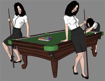 台球美女桌球SU模型 免费sketchup模型下载