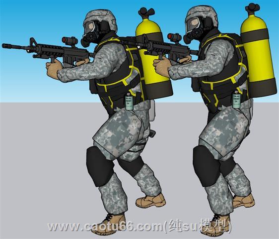 蛙人部队士兵SU模型
