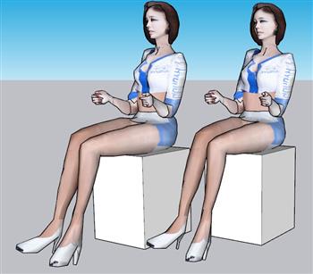 韩国美女车模SU模型