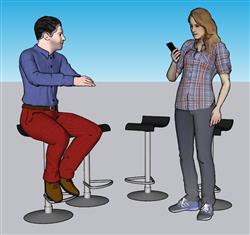 坐姿男人站立SU模型 免费sketchup模型下载